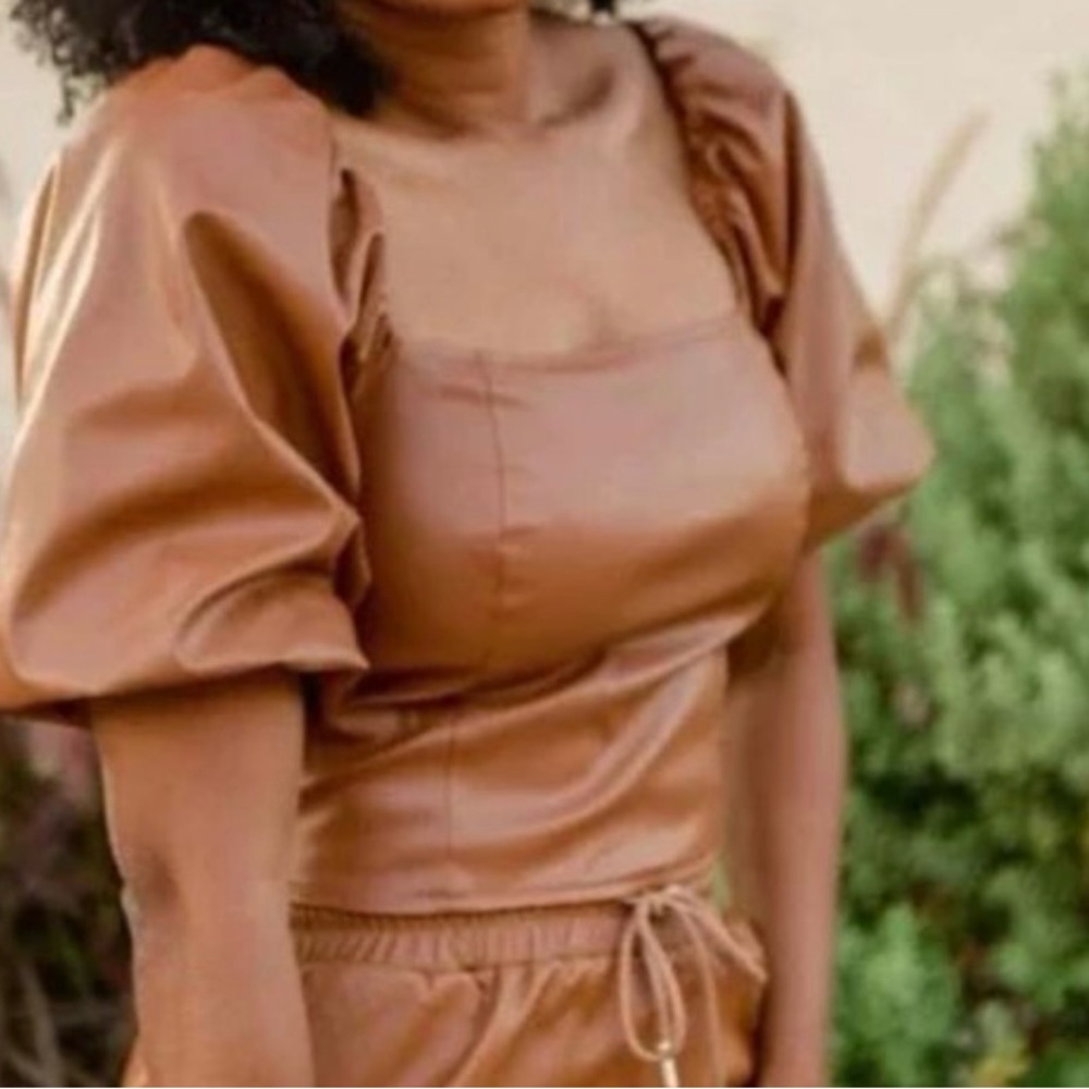 Marc New York Andrew Marc | Leather Puff Sleeve Top